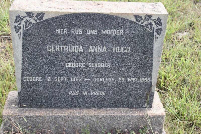 HUGO Gertruida Anna nee SLABBER 1883-1958