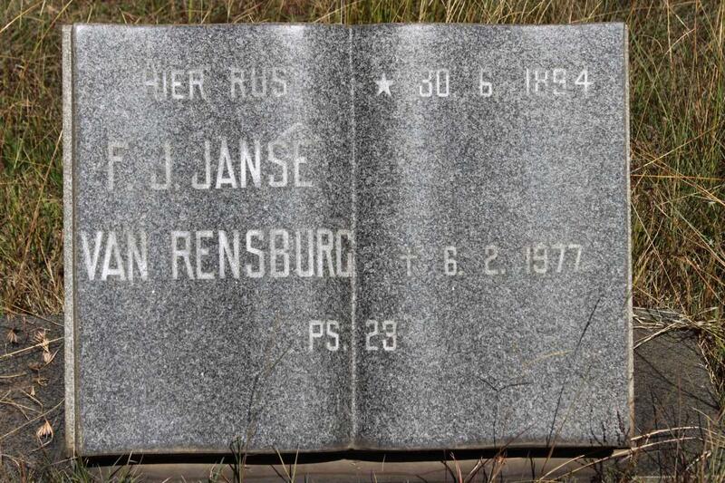 RENSBURG F.J., Janse van 1894-1977