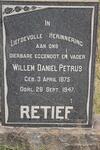 RETIEF Willem Daniël Petrus 1875-1947