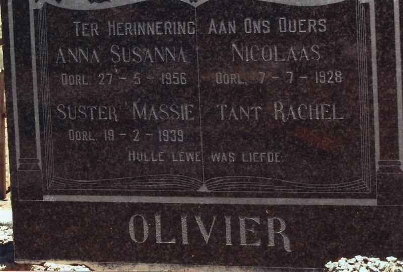 OLIVIER Nicolaas -1928 & Anna Susanna -1956 :: OLIVIER Massie -1939 :: OLIVIER Rachel