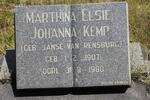 KEMP Marthina Elsie Johanna nee JANSE VAN RENSBURG 1907-1980