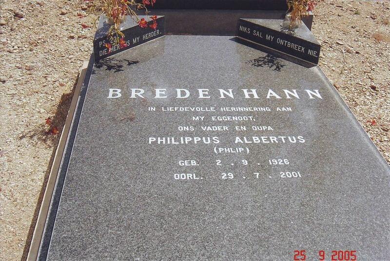 BREDENHANN Philippus Albertus 1926-2001