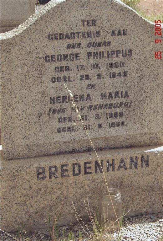 BREDENHANN George Philippus 1880-1945 & Merlena Maria VAN RENSBURG 1888-1966