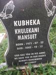 KUBHEKA Khulekani Mansuet 1971-2002