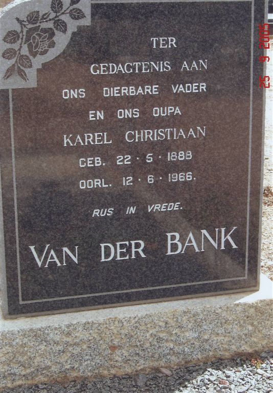 BANK Karel Christiaan, van der 1888-1966