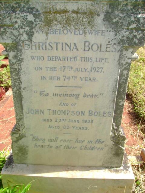 BOLES John Thompson -1935 & Christina  -1927