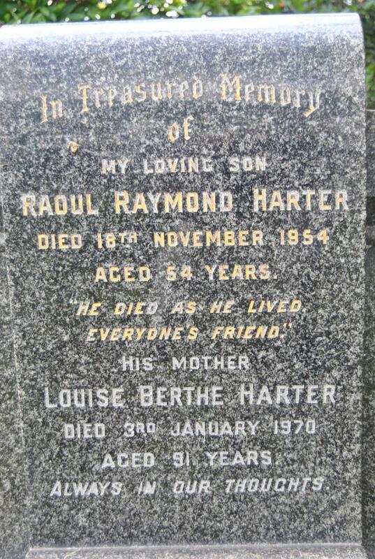 HARTER Louise Bertha -1970 :: HARTER Raoul Raymond -1954 :: HARTER Gerard Jean -1943