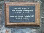 FAIRWEATHER John William 1912-1983 & Frances Jemima DE JAGER 1908-1995