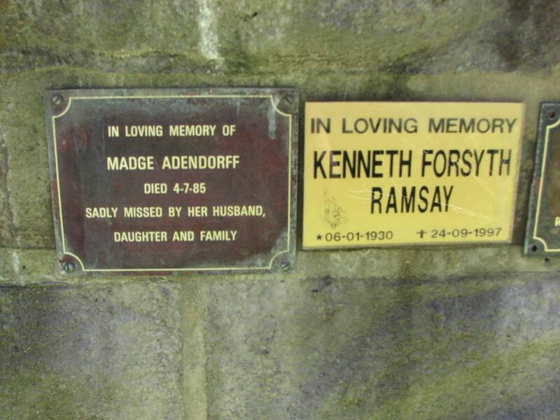 ADENDORFF Madge -1985 :: RAMSAY Kenneth Forsyth 1930-1997