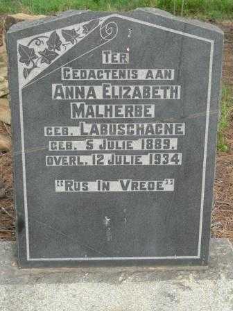 MALHERBE Anna Elizabeth nee LABUSCHAGNE 1889-1934