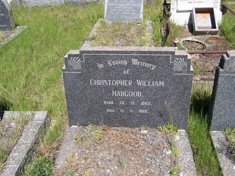 HABGOOD Christopher William 1883-1966