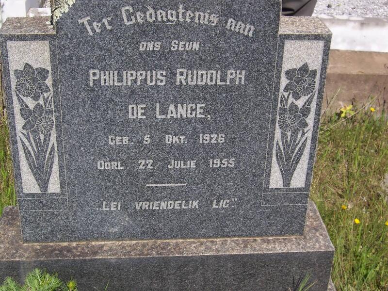 LANGE Philippus Rudolph, de 1926-1955