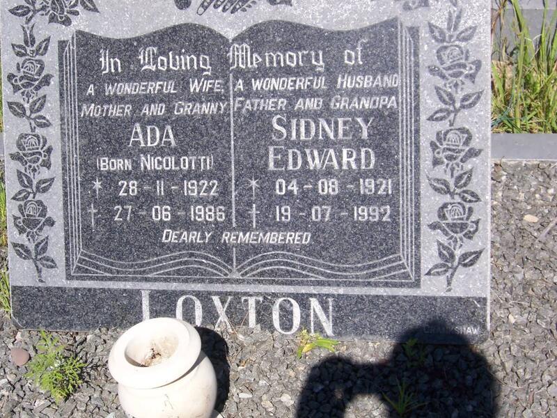 LOXTON Sidney Edward 1921-1992 & Ada NICOLOTTI 1922-1986