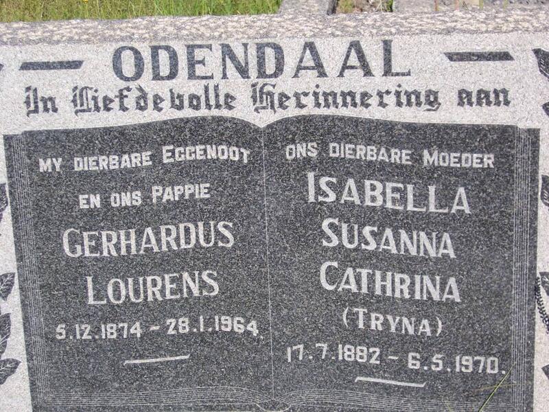 ODENDAAL Gerhardus Lourens 1874-1964 & Isabella Susanna Cathrina 1882-1970