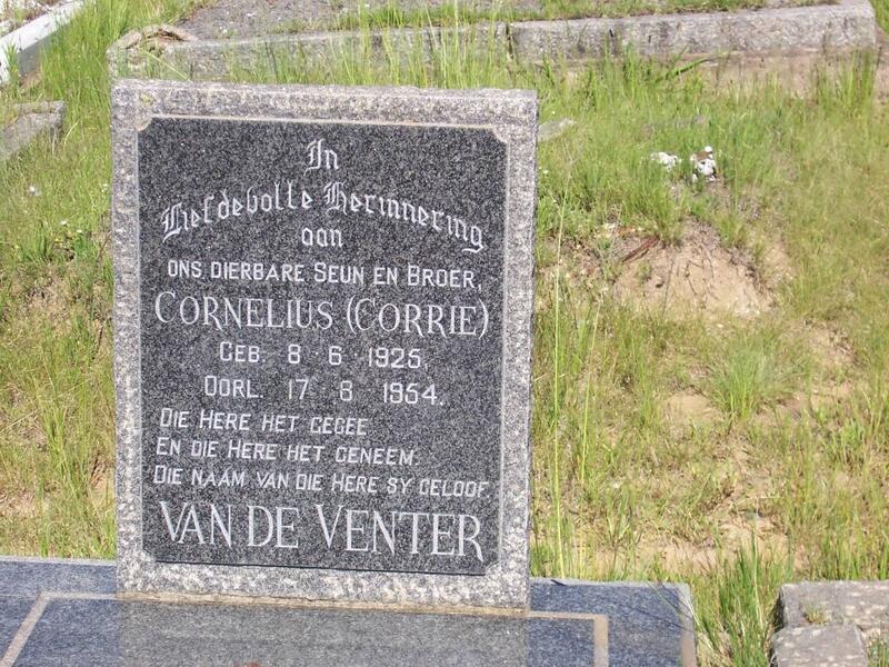 VENTER Cornelius, van de 1925-1954