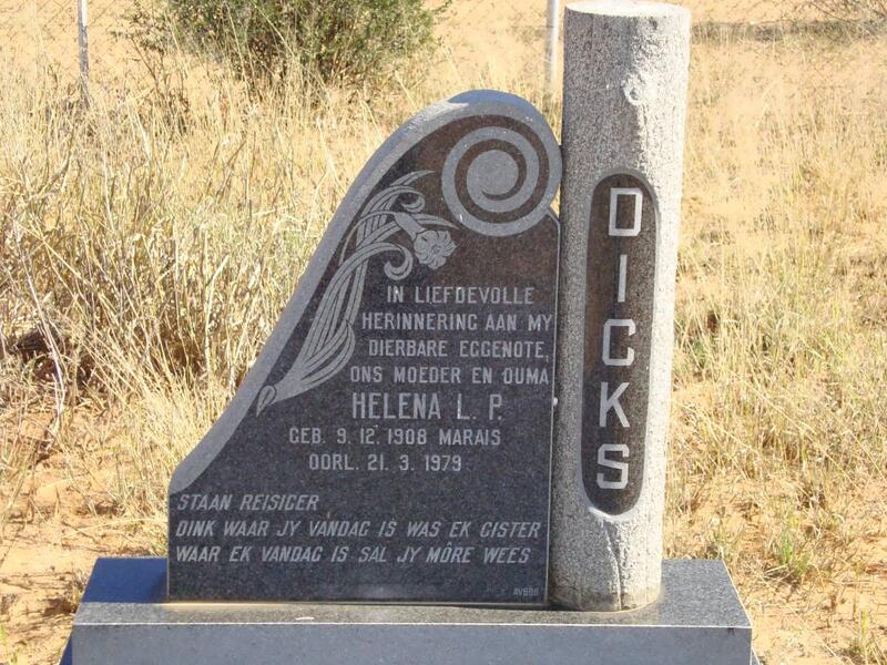 DICKS Helena L.P. nee MARAIS 1908-1979