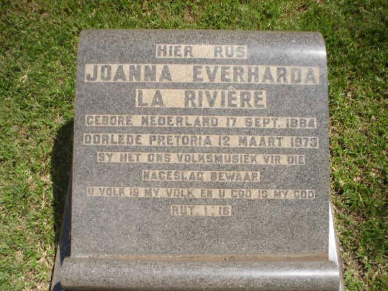 FOURIE Joanna Everharda nee LA RIVIERE 1884-1973