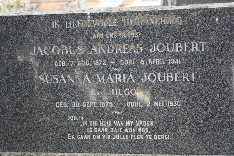JOUBERT Jacobus Andreas 1872-1941 & Suanna Maria HUGO 1875-1930