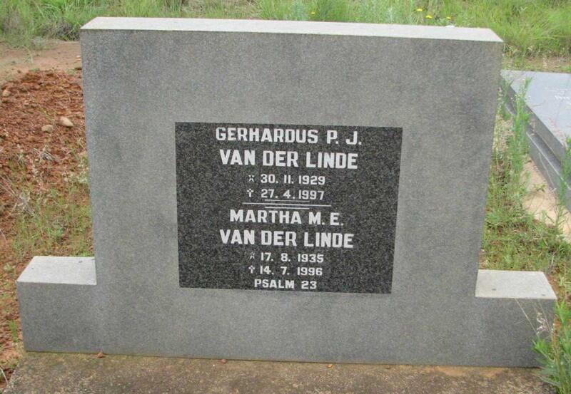 LINDE Gerhardus P.J., van der 1929-1997 & Martha M.G. 1935-1996
