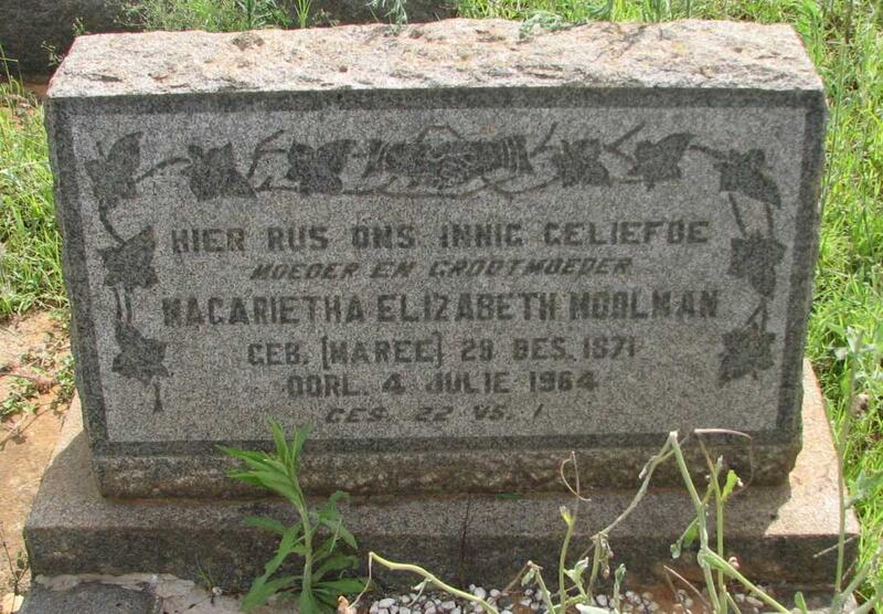 MOOLMAN Magarietha Elizabeth nee MAREE 1871-1964