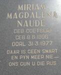 NAUDE Miriam Magdalena nee COETSER 1896-1977