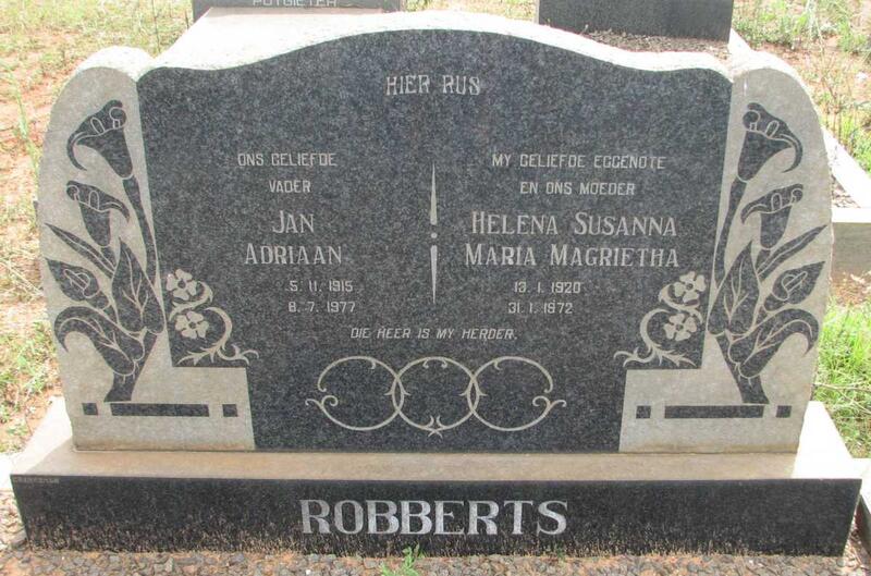 ROBBERTS Jan Adriaan 1915-1977 & Helena Susanna Maria Magrietha 1920-1972