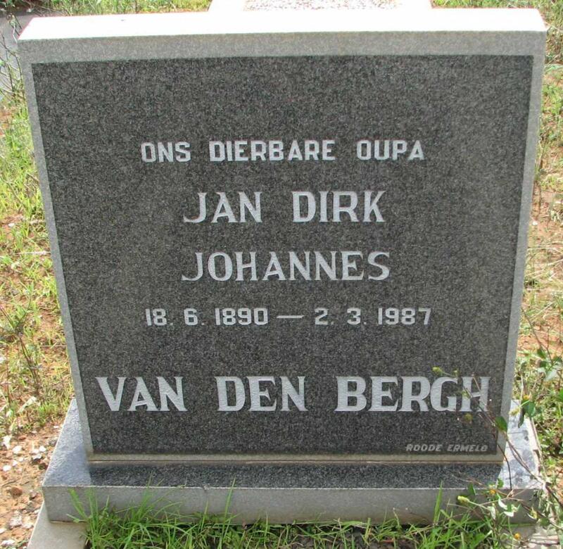 BERGH Jan Dirk Johannes, van den 1890-1987