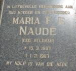 NAUDE Maria F.E. nee VELDMAN 1907-1987