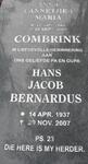 COMBRINK Hans Jacob Bernardus 1937-2007 & Anna Maria 1945-2004