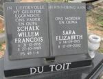 TOIT Schalk Willem Francois, du 1916-1989 & Sara Elizabeth 1915-2002