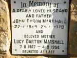 MARSHALL John Dyson 1909-1979 & Lucy Barton 1907-1994