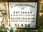 SLADE Allen Francis 1917-2010 & Ray Sarah 1919-2003