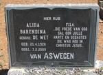 ASWEGEN Alida Barendina, van nee DE WET 1926-2009
