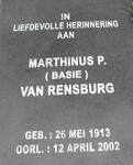 RENSBURG Marthinus P., van 1913-2002