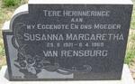 RENSBURG Susanna Margaretha, van 1921-1969