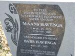 HAVENGA Maans 1928-2003 & Babs 1930-