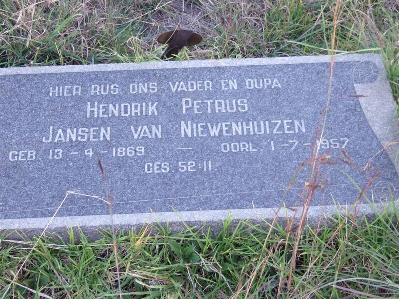 NIEWENHUIZEN Hendrik Petrus, Jansen van 1869-1957