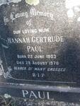 PAUL Hannah Gertrude 1903-1976