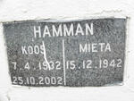HAMMAN Koos 1932-2002 & Mieta 1942-