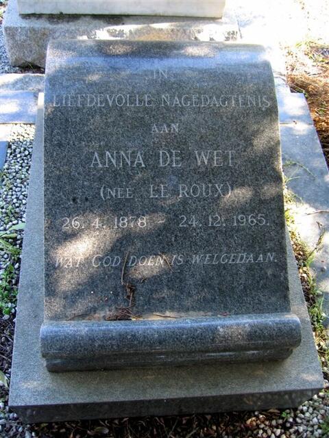WET Anna, de nee LE ROUX 1878-1965