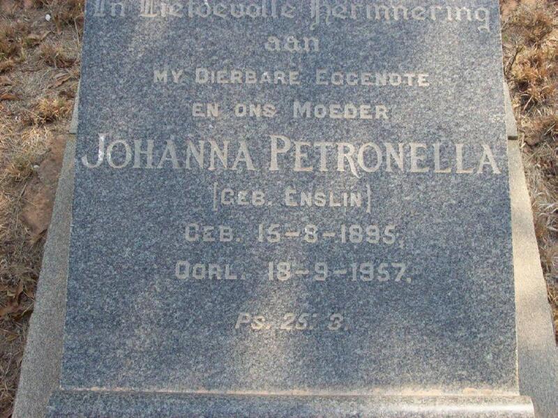 SWANEPOEL Johanna Petronella nee ENSLIN 1895-1957