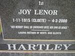 HARTLEY Joy Lenor nee CLOETE 1915-2000