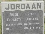JORDAAN Renier Adriaan 1886-1952 & Rhodie Elizabeth 1901-