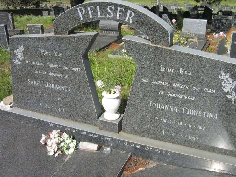 PELSER Sarel Johannes 1911-1987 & Johanna Christina ROODT 1912-1990