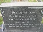 RHEEDER Magdalena nee COETZEE 1904-1960