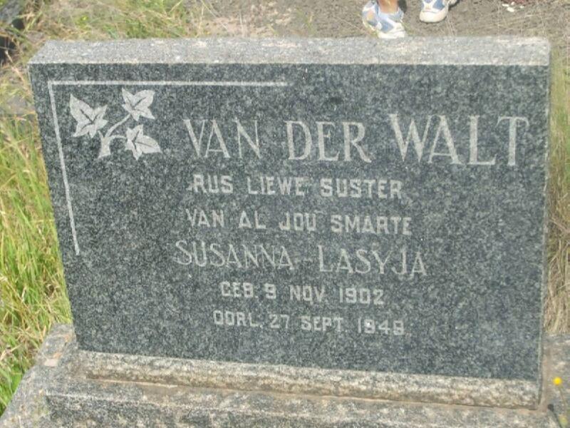 WALT Susanna Lasyja, van der 1902-1949