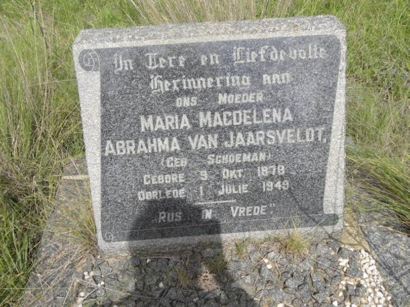 JAARSVELDT Maria Magdelena Abrahma, van nee SCHOEMAN 1878-1949