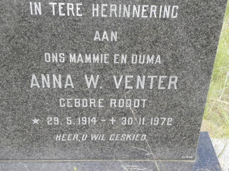 VENTER Anna W. nee ROODT 1914-1972