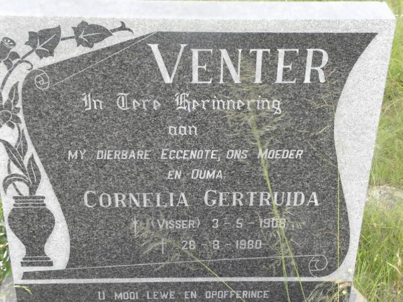 VENTER Cornelia Gertruida nee VISSER 1908-1980