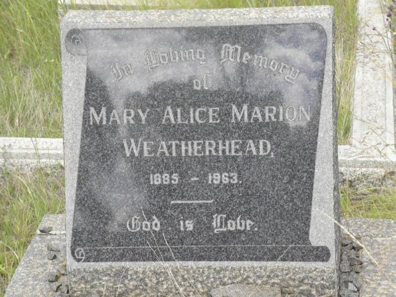 WEATHERHEAD Mary Alice Marion 1885-1963